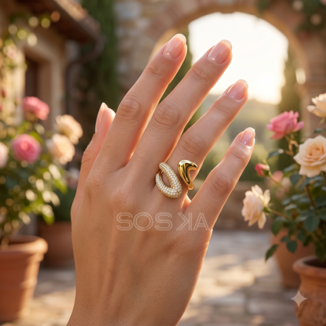 Gold & White Stone Ring