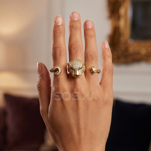 Gold Plated Style Jaguar Ring
